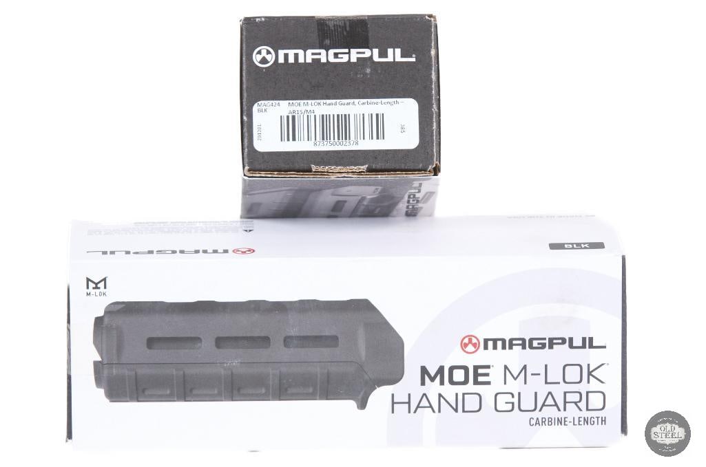 Lot of 2 Magpul MOE M-LOK Carbine Length Handguards Black AR15 Furniture: This lot includes two Magpul MOE M-LOK carbine-length handguards in black, offering a lightweight, durable, and highly functional upgrade for AR-15 carbines equipped with a front sight base and