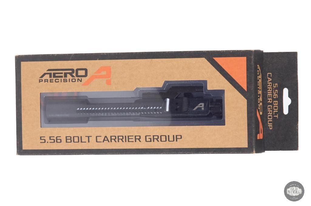 Aero Precision AR15 Bolt Carrier Group 5.56 NATO .223 Black Nitride (New): This Aero Precision AR15 bolt carrier group is built for reliable performance in 5.56 NATO and .223 Remington chambered rifles, featuring a durable black nitride finish for enhanced wear resistance an