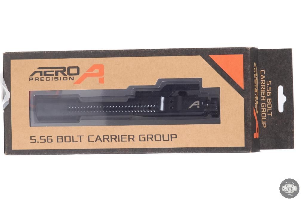 Aero Precision AR15 Bolt Carrier Group 5.56 NATO .223 Black Nitride (New): This Aero Precision AR15 bolt carrier group is built for reliable performance in 5.56 NATO and .223 Remington chambered rifles, featuring a durable black nitride finish for enhanced wear resistance