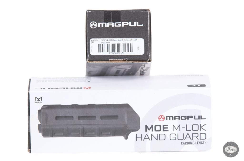 Lot of 2 Magpul MOE M-LOK Carbine Length Handguards Black AR15 Furniture: This lot includes two Magpul MOE M-LOK carbine-length handguards in black, offering a lightweight, durable, and highly functional upgrade for AR-15 carbines equipped with a front sight base and