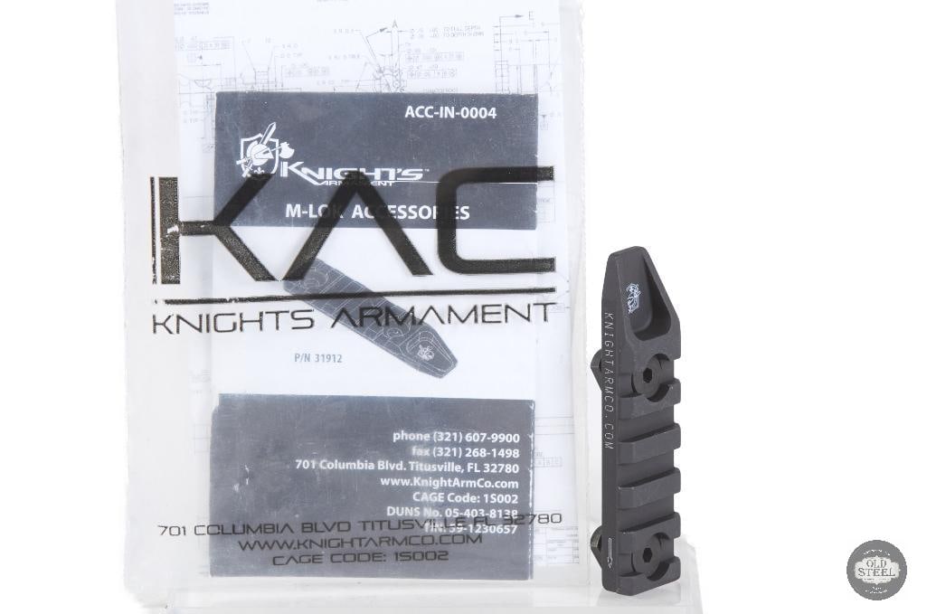 Knights Armament 5-Slot M-LOK to Picatinny Rail Segment AR15 (New in Bag): This Knights Armament 5-slot M-LOK to Picatinny rail segment is a new in bag accessory designed for AR15 and compatible M-LOK handguard systems. It provides a secure and reliable mounting interface fo