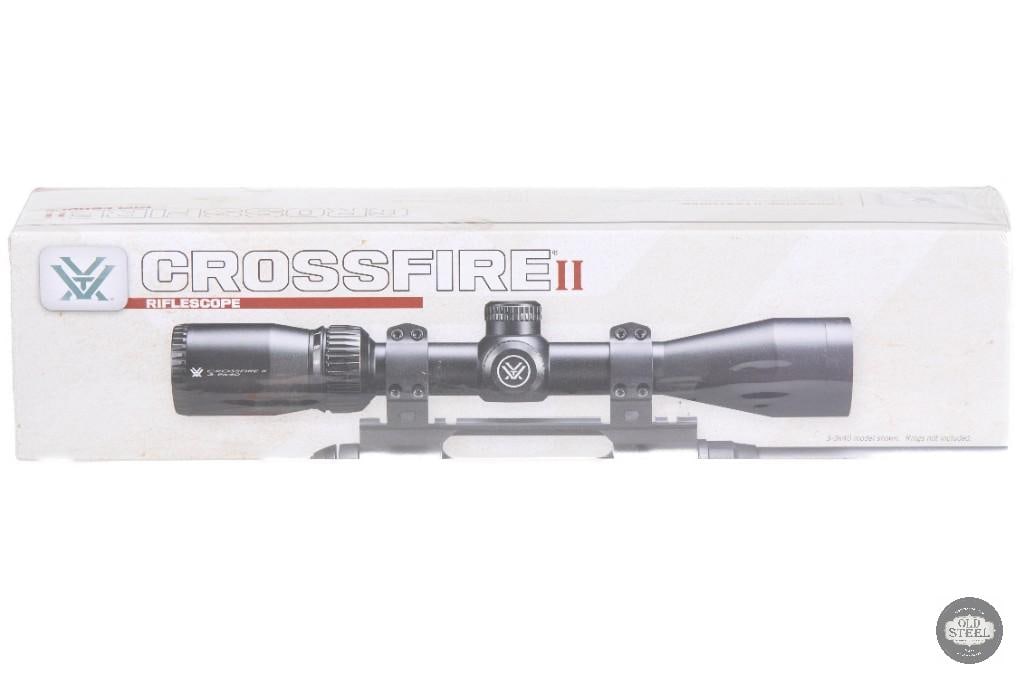 Vortex Crossfire II 2-7x Rifle Scope Dead-Hold BDC MOA Reticle (New in Box): This Vortex Crossfire II 2-7x rifle scope is a compact and versatile optic designed for hunting and general-purpose rifle applications. Featuring adjustable magnification from 2x to 7x and a