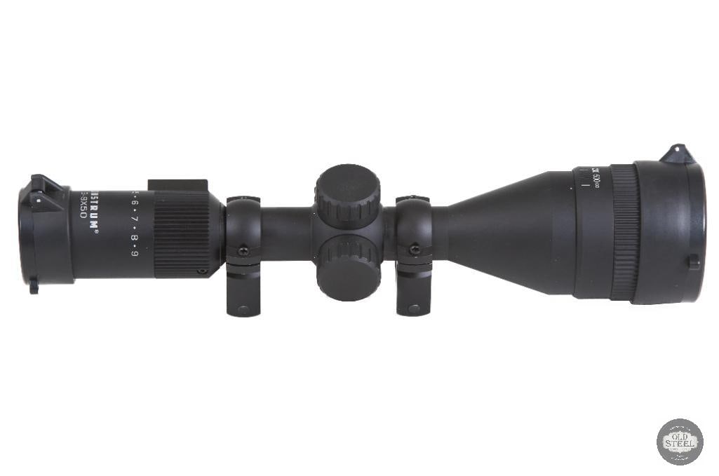 Monstrum 3-9x50 Rifle Scope with Rings Variable Power Optic: This Monstrum 3-9x50 rifle scope is a versatile variable-power optic designed for a wide range of rifle platforms, offering adjustable magnification from 3x to 9x and a large 50mm objective lens for