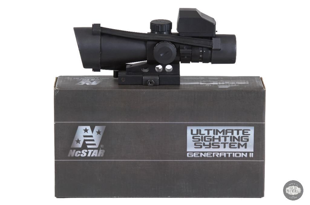 NC Star 3-9x ACOG-Style Scope with Micro Red Dot Dual Optic Setup: This NC Star 3-9x ACOG-style scope paired with a micro red dot provides a versatile dual-optic configuration designed for AR-platform rifles and other Picatinny-compatible firearms. The 3-9x magnified