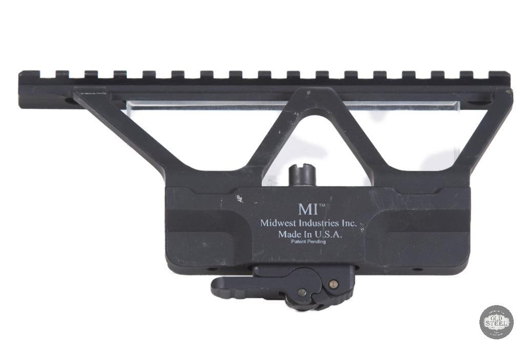 Midwest Industries QD Picatinny Side Rail Mount for AK Rifles: This Midwest Industries QD Picatinny side rail mount is designed for AK-pattern rifles equipped with a standard side mounting rail. Featuring a quick-detach (QD) locking system, it provides a secure