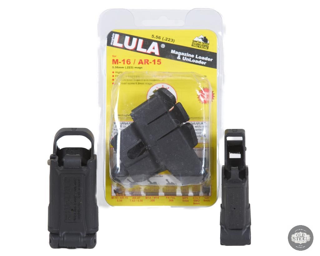 Lot of 3 Maglula Lula Loaders AR-15, Pistol, & Single Stack: This lot includes three Maglula Lula magazine loaders/unloaders designed to simplify and speed up the loading process for a variety of firearm magazines. Included are an AR-15 magazine loader, a