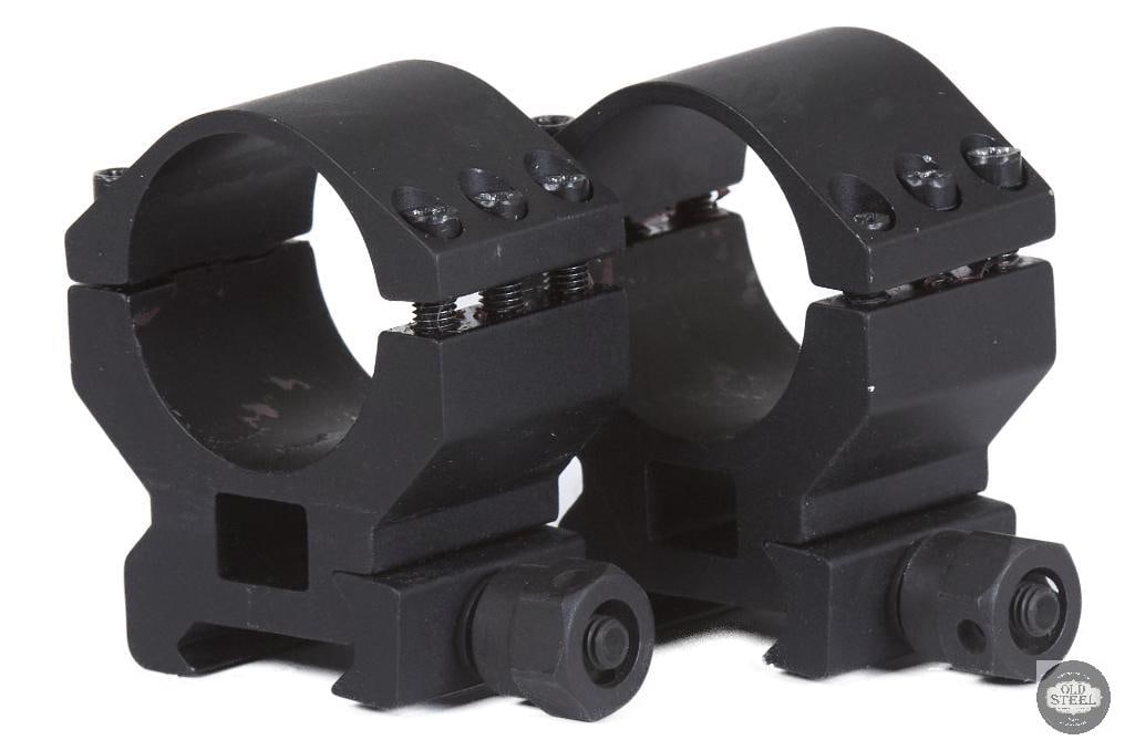 Lot of 2 Heavy-Duty 30mm Scope Rings 6-Screw Design: This lot includes two heavy-duty 30mm scope ring sets featuring a 6-screw cap design for enhanced clamping strength and secure optic mounting. Built for durability and consistent performance, these