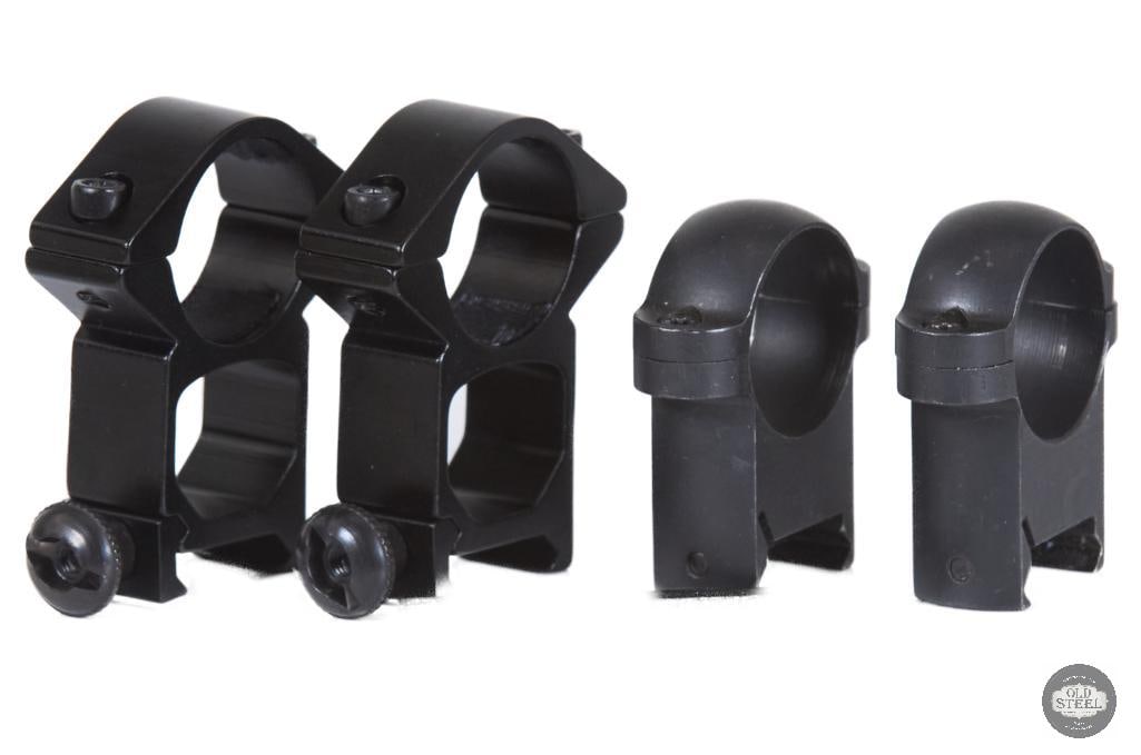 Lot of 2 Scope Ring Sets Rifle Optic Mounts: This lot includes two sets of rifle scope rings designed for mounting optics to standard Picatinny or compatible rail systems. Built to provide secure and stable optic retention, these rings are