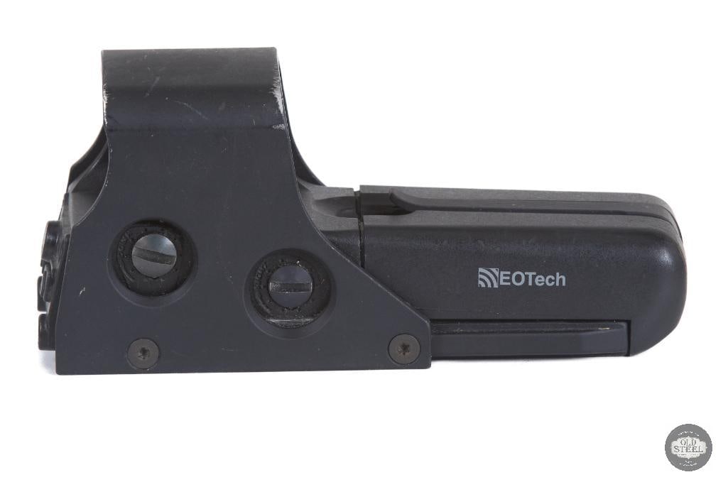 Vintage EOTech 551 Holographic Sight: This vintage EOTech 551 holographic sight is an early example of one of the most iconic holographic weapon sights ever produced. Designed for rapid target acquisition and close- to mid-range shooting 