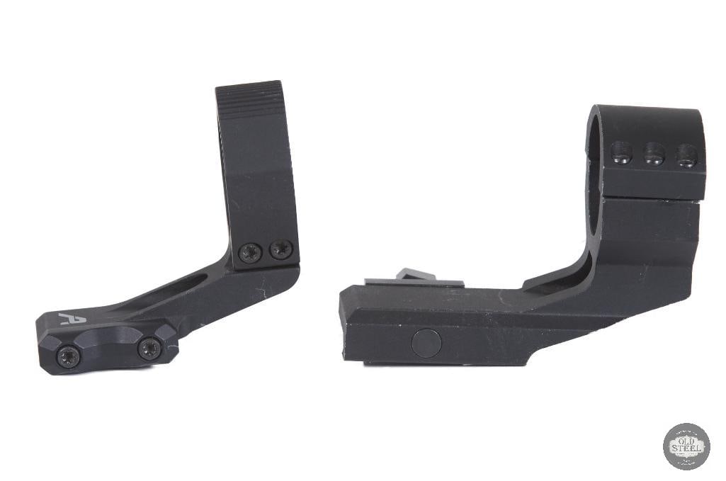 Lot of 2 Cantilever 30mm Red Dot Mounts: This lot includes two cantilever-style 30mm optic mounts designed for red dot sights and tube-style optics with 30mm bodies. The cantilever design positions the optic forward of the mounting base, pro