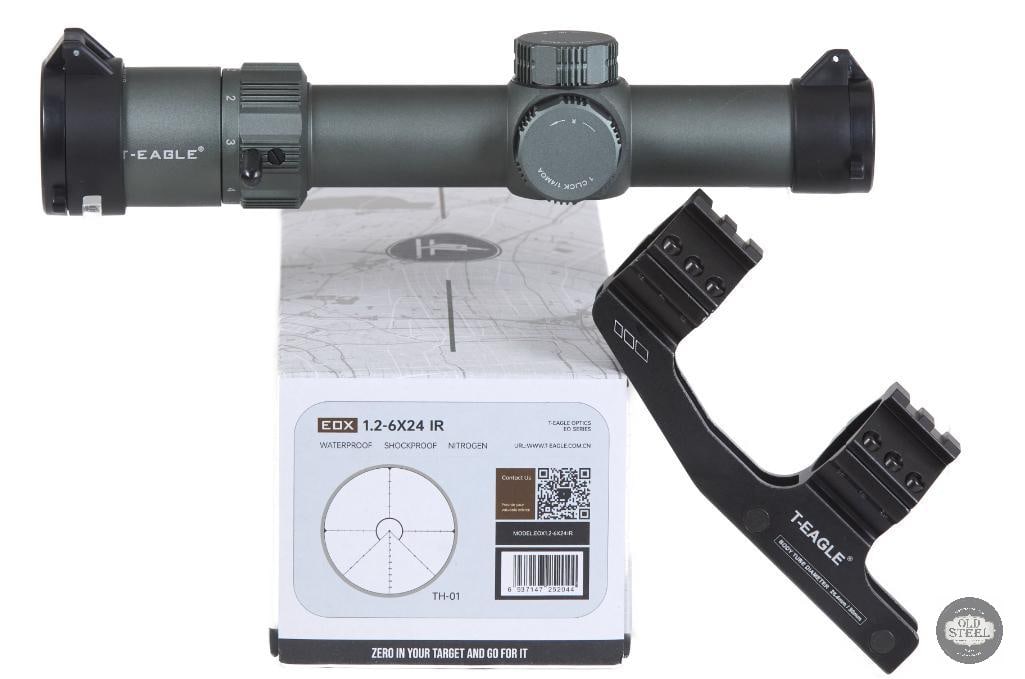 T-Eagle EOX 1.2-6x24 LPVO with Mount: This T-Eagle EOX 1.2-6x24 low power variable optic comes complete with a mount, providing a versatile sighting solution for AR-platform rifles and other Picatinny-equipped firearms. Featuring a magnif
