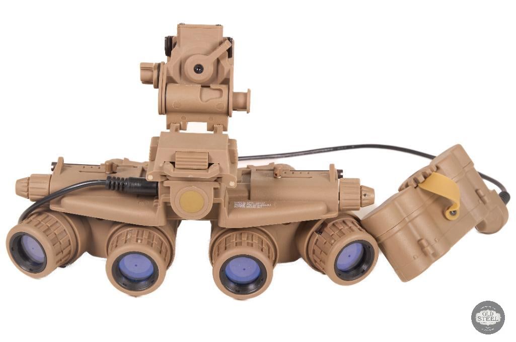 GPNVG-18 Style Quad Night Vision Goggles Display Unit with Battery Pack: This GPNVG-18 style quad night vision goggle system is a display-oriented unit designed to replicate the iconic wide-field quad-tube night vision configuration. Featuring the recognizable four-lens