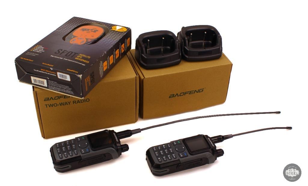 Lot of 2 Baofeng Radios & Satellite GPS Messenger Communication & Navigation Kit: This lot includes two Baofeng handheld radios along with a satellite GPS messenger, offering a practical combination of short-range communication and off-grid location messaging capability. The