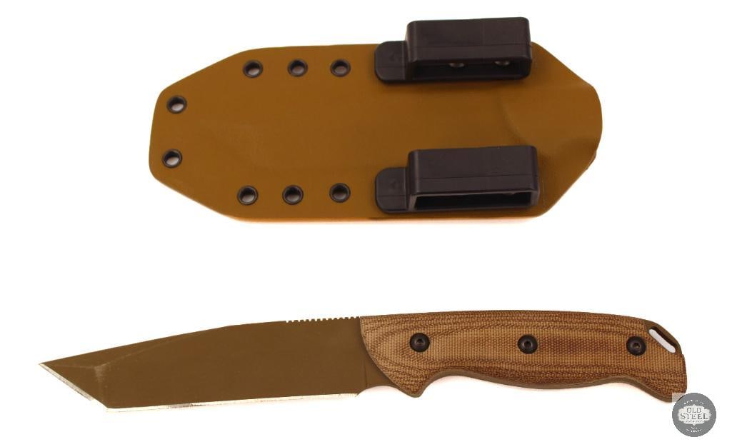 Castlegate Custom Fixed Blade Knife 5 Tanto Blade, FDE Cerakote, Micarta Handles with Kydex - 2