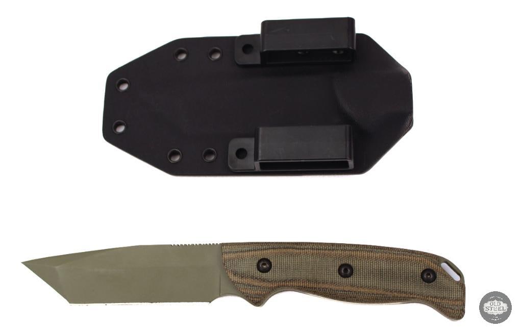 Castlegate Custom Fixed Blade Knife 4 Tanto Blade, Green Cerakote, Micarta Handles with Kydex - 2