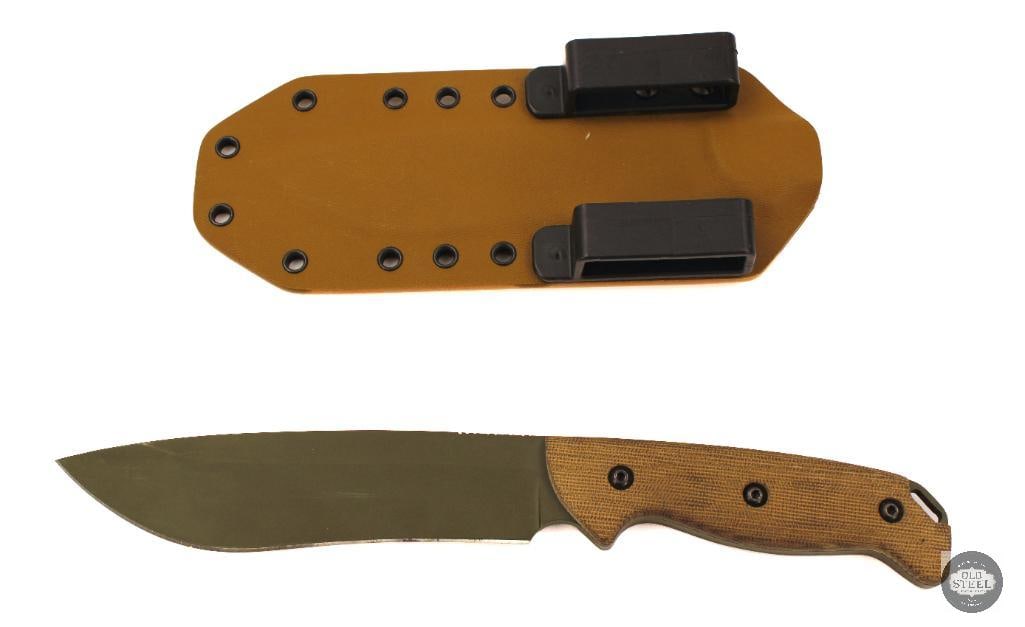 Castlegate Custom Fixed Blade Knife 6 Recurve Drop Point Blade, Green Cerakote, Micarta Handles - 2