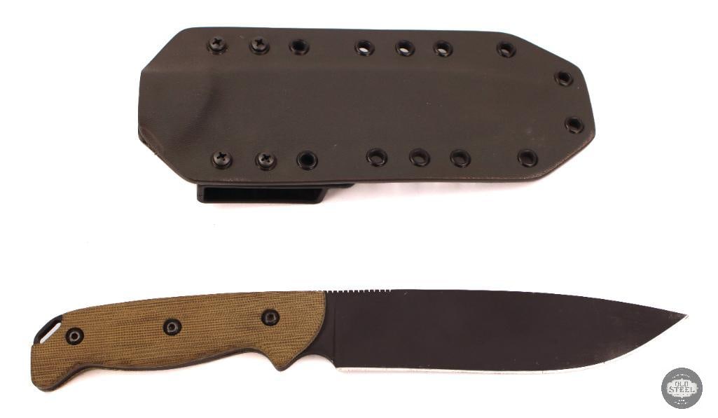Castlegate Custom Fixed Blade Knife 6 Drop Point Blade, Black Cerakote, Micarta Handles with: This custom fixed blade knife features a 6-inch drop point blade finished in black Cerakote for enhanced durability, corrosion resistance, and a clean non-reflective appearance. The drop point