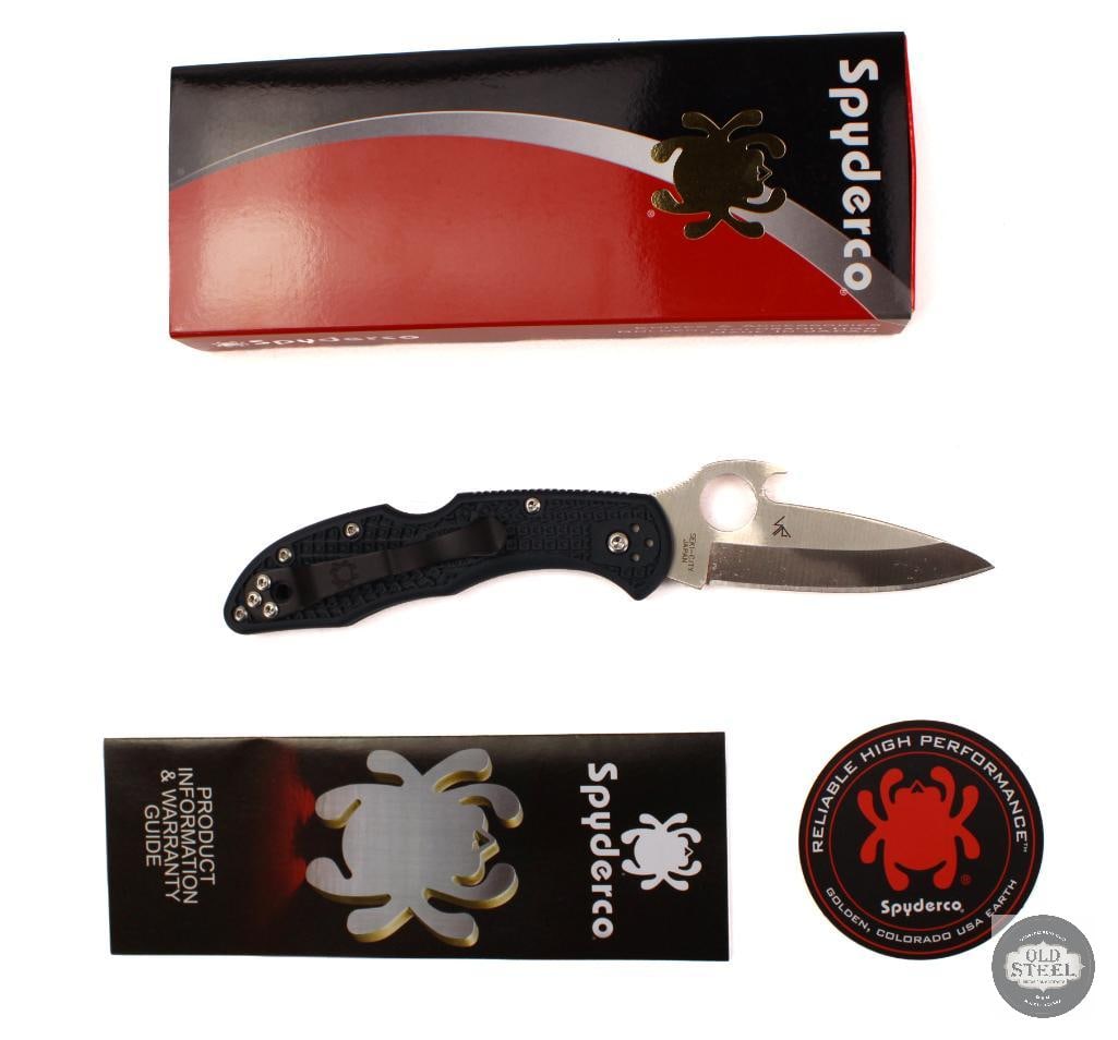 Spyderco Delica 4 Emerson Wave Folding Knife Black Handle, Satin Blade, 2.88 Blade: This Spyderco Delica 4 features a 2.88-inch satin-finished blade paired with a black FRN handle and Emerson Wave-style opening feature for rapid deployment. Based on Spydercos proven Delica platform,