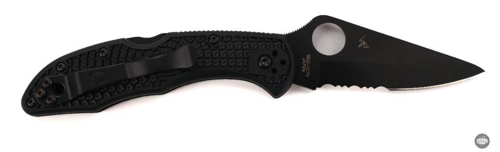 Spyderco Delica 4 Folding Knife All Black, Partially Serrated Blade, 2.88 Blade - 2