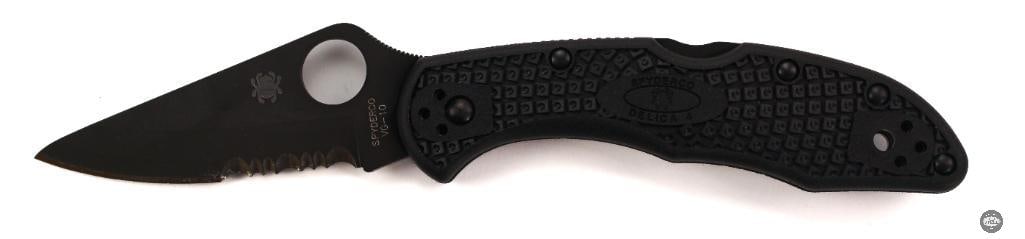 Spyderco Delica 4 Folding Knife All Black, Partially Serrated Blade, 2.88 Blade - 3