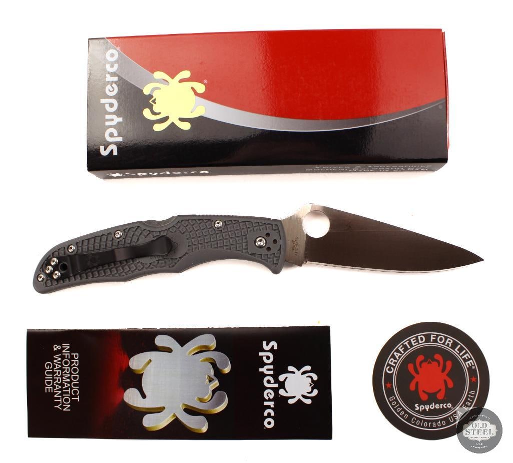 Spyderco Endura 4 Folding Knife Gray Handle, Satin Blade, 3.75 Blade: This Spyderco Endura 4 features a 3.75-inch satin-finished blade paired with a gray FRN handle, delivering a full-size version of Spydercos well-known lightweight folding knife platform. Designed for