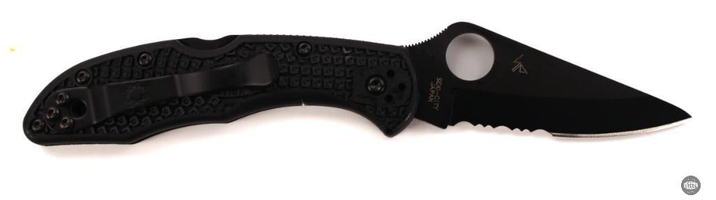 Spyderco Delica 4 Folding Knife All Black, Partially Serrated Blade, 2.88 Blade - 2