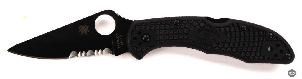 Spyderco Delica 4 Folding Knife All Black, Partially Serrated Blade, 2.88 Blade - 3