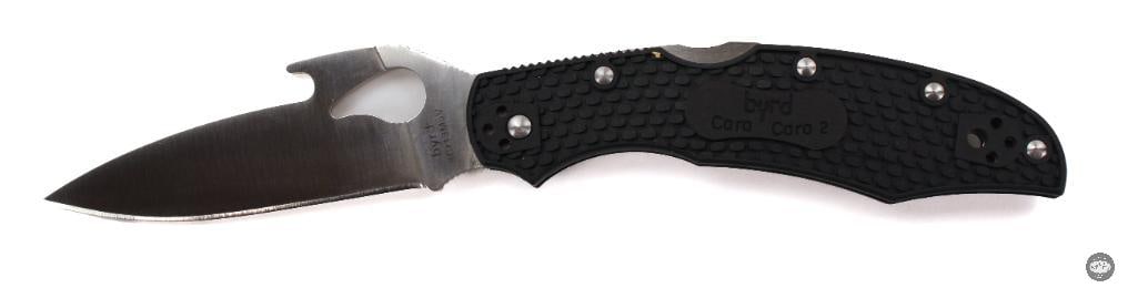 Byrd Cara Cara 2 Folding Knife Emerson Wave, Satin Blade, Black Handle, 3.75 Blade - 3