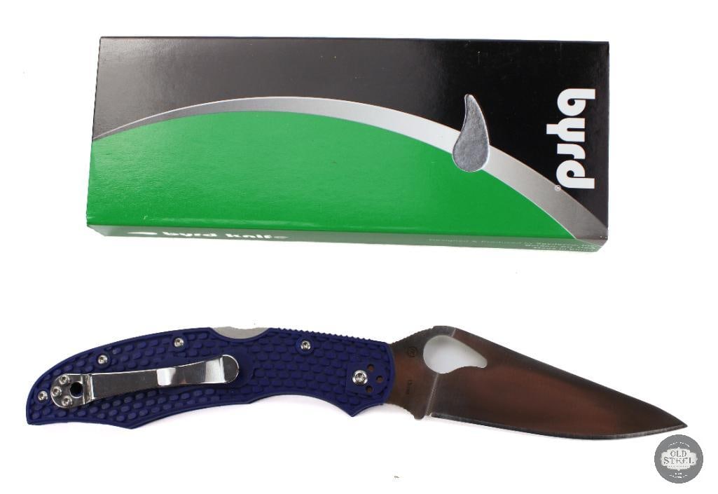 Byrd Cara Cara 2 Folding Knife Blue Handle, Satin Blade, 3.75 Blade: This Byrd Cara Cara 2 features a 3.75-inch satin-finished blade paired with a blue FRN handle, offering a full-size, versatile folding knife designed for everyday carry and general utility use. Built 