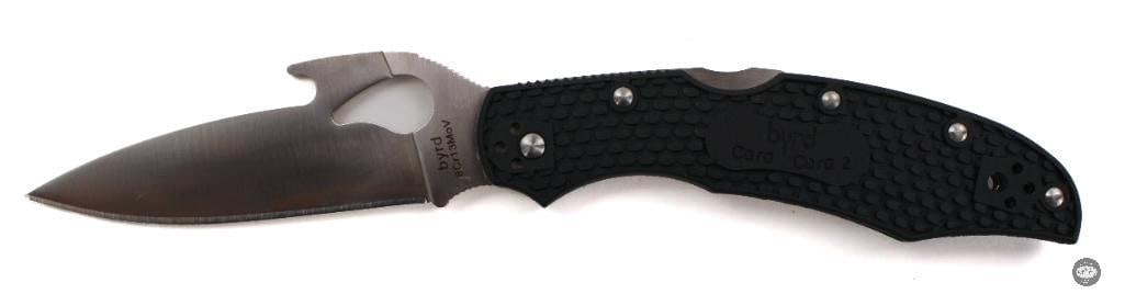 Byrd Cara Cara 2 Folding Knife Emerson Wave, Satin Blade, Black Handle, 3.75 Blade - 3