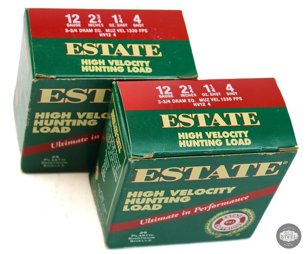 2 Boxes Estate High Velocity Hunting Load 12ga Ammunition - 50rds - 2
