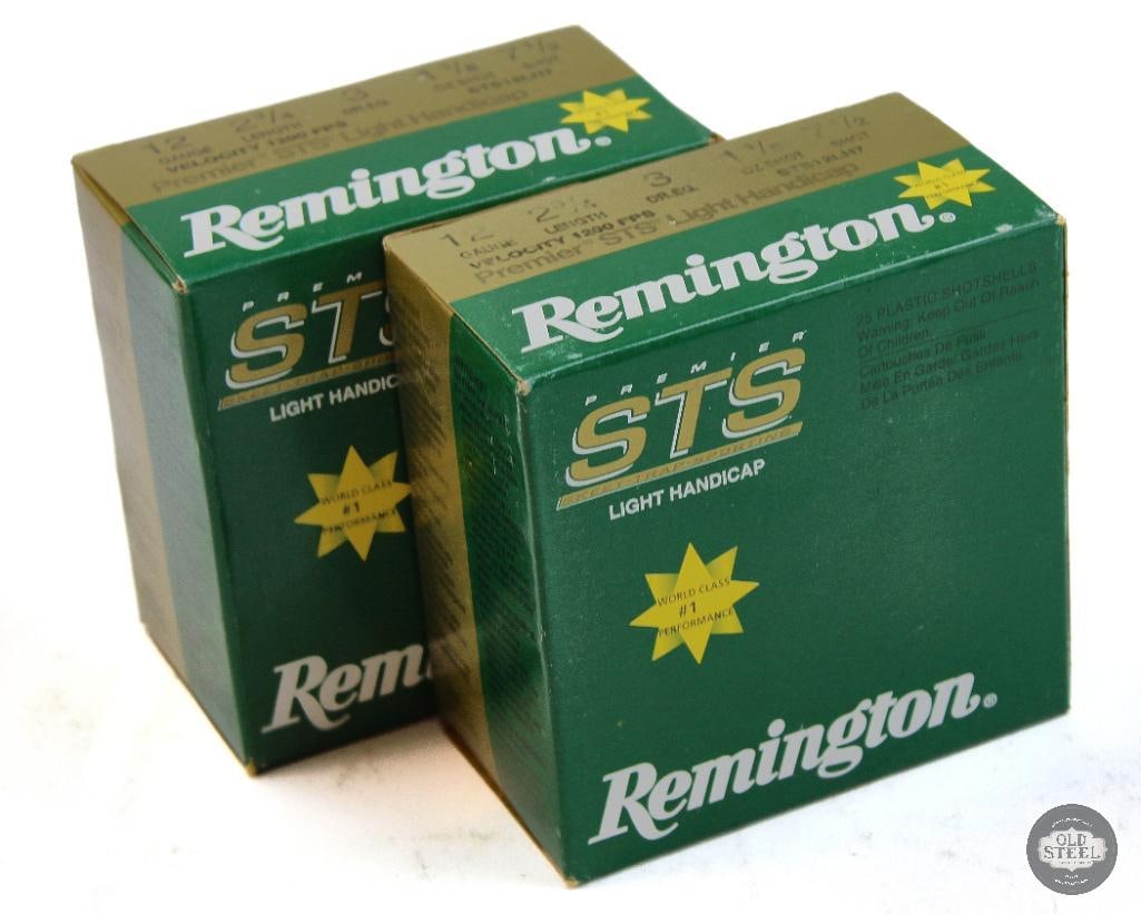 2 Boxes Remington Premier STS 12ga Ammunition - 50rds: 2 Boxes Remington Premier STS 12ga Ammunition - 50rds THIS ITEM IS AS PICTURED WITH NO FURTHER ATTACHMENTS. ALL SALES ARE FINAL. PLEASE REFER TO THE AUCTION DESCRIPTION, LOT