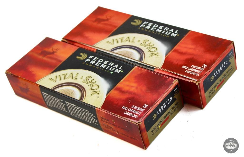 2 Boxes Federal Premium 300 WSM 180gr Barnes MRX Ammunition - 40rds: 2 Boxes Federal Premium 300 WSM 180gr Barnes MRX Ammunition - 40rds THIS ITEM IS AS PICTURED WITH NO FURTHER ATTACHMENTS. ALL SALES ARE FINAL. PLEASE REFER TO THE AUCTION DESCRIPTION, LOT
