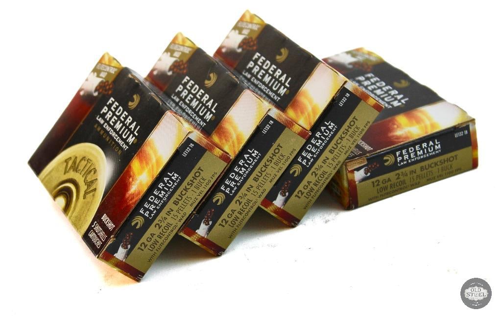4 Boxes Federal 12ga Low Recoil 1 Buck Ammunition - 20rds: 4 Boxes Federal 12ga Low Recoil 1 Buck Ammunition - 20rds THIS ITEM IS AS PICTURED WITH NO FURTHER ATTACHMENTS. ALL SALES ARE FINAL. PLEASE REFER TO THE AUCTION DESCRIPTION, LOT