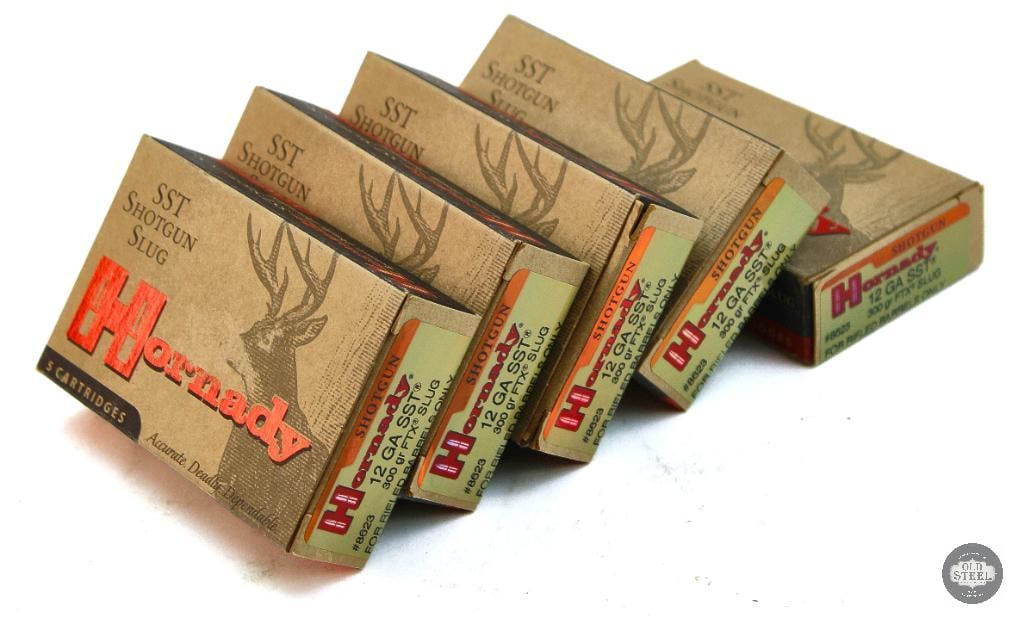 5 Boxes Hornady 12ga SST 300gr FTX Slug Ammunition - 25rds: 5 Boxes Hornady 12ga SST 300gr FTX Slug Ammunition - 25rds THIS ITEM IS AS PICTURED WITH NO FURTHER ATTACHMENTS. ALL SALES ARE FINAL. PLEASE REFER TO