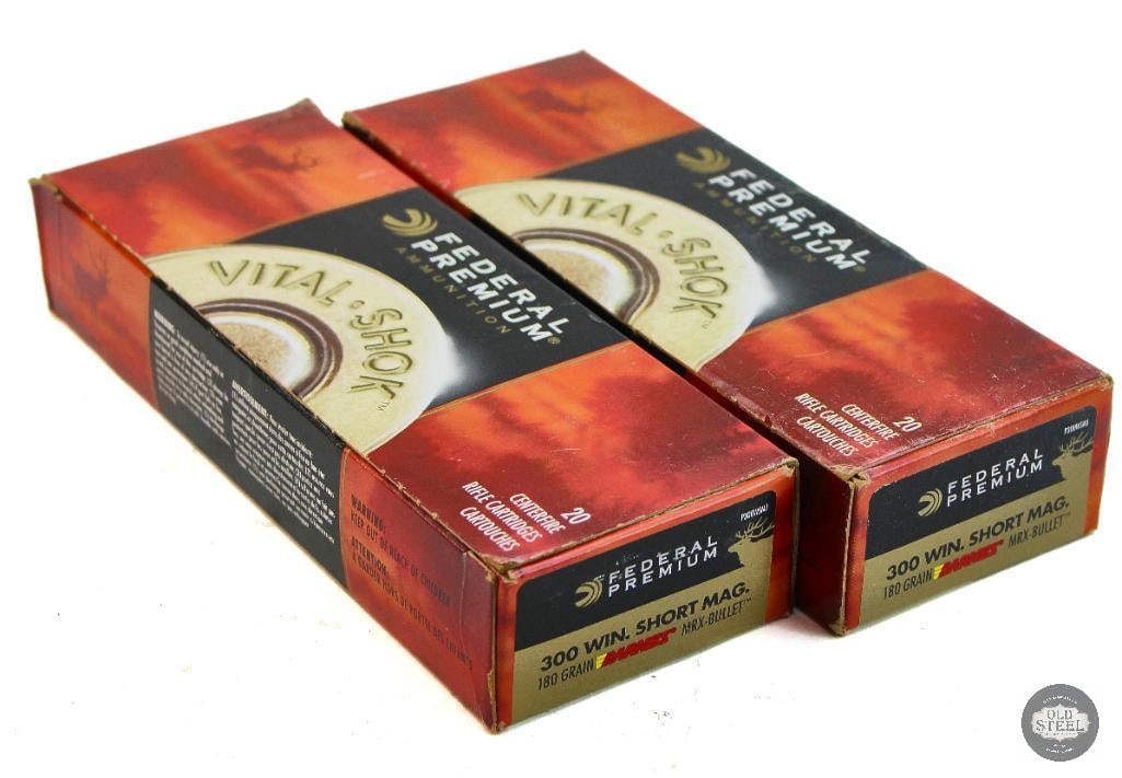 2 Boxes Federal Premium 300 WSM 180gr Barnes MRX Ammunition - 40rds: 2 Boxes Federal Premium 300 WSM 180gr Barnes MRX Ammunition - 40rds THIS ITEM IS AS PICTURED WITH NO FURTHER ATTACHMENTS. ALL SALES ARE FINAL. PLEASE REFER TO THE AUCTION DESCRIPTION, LOT