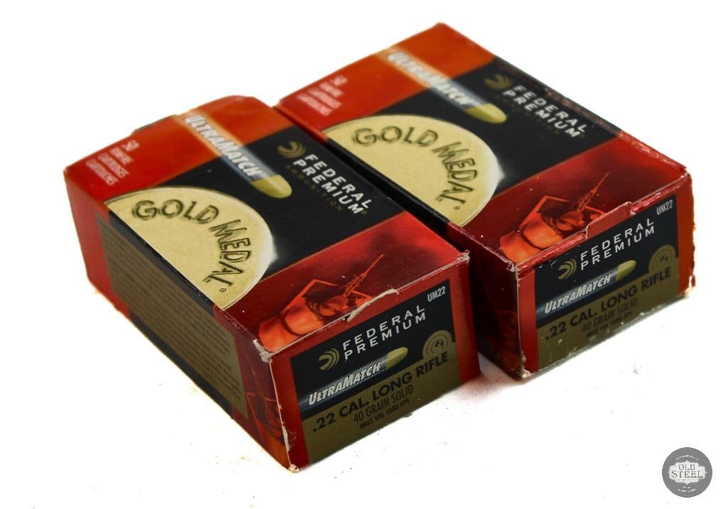 2 Boxes Federal 22LR 40gr Solid UltraMatch Ammunition - 100rds: 2 Boxes Federal 22LR 40gr Solid UltraMatch Ammunition - 100rds THIS ITEM IS AS PICTURED WITH NO FURTHER ATTACHMENTS. ALL SALES ARE FINAL. PLEASE REFER TO THE AUCTION DESCRIPTION, LOT