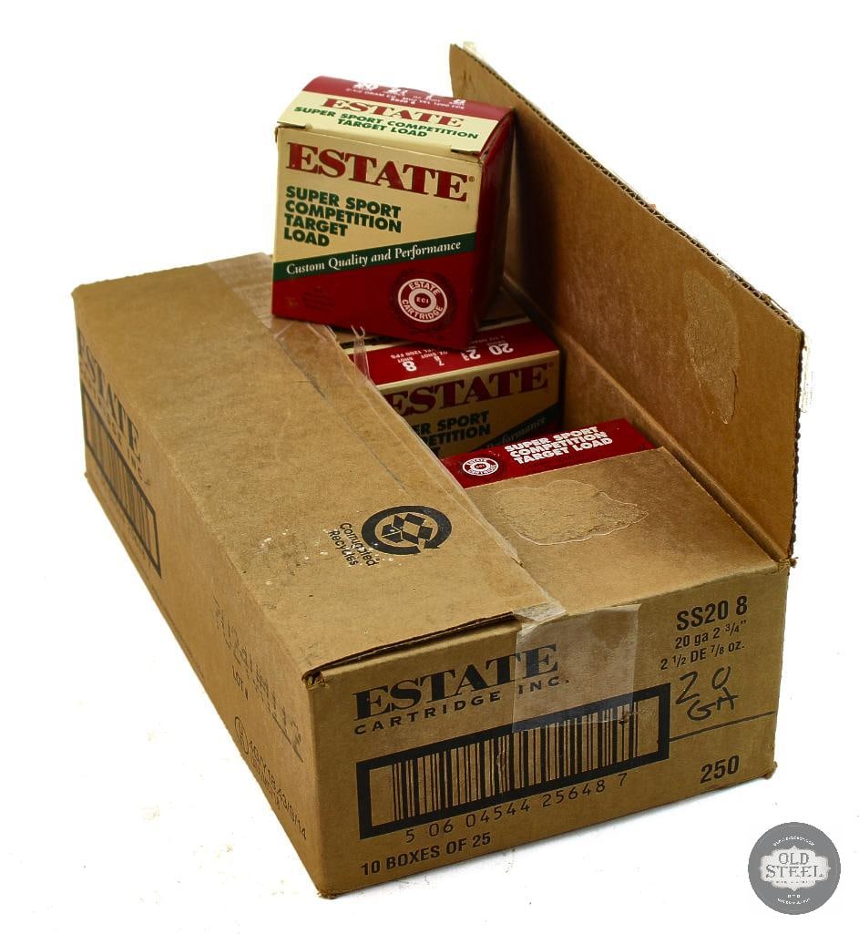 10 Boxes Estate Cartridge 20ga 2-3/4in Super Sport Competition Target Load Ammunition - 250rds: 10 Boxes Estate Cartridge 20ga 2-3/4in Super Sport Competition Target Load Ammunition - 250rds THIS ITEM IS AS PICTURED WITH NO FURTHER ATTACHMENTS. A