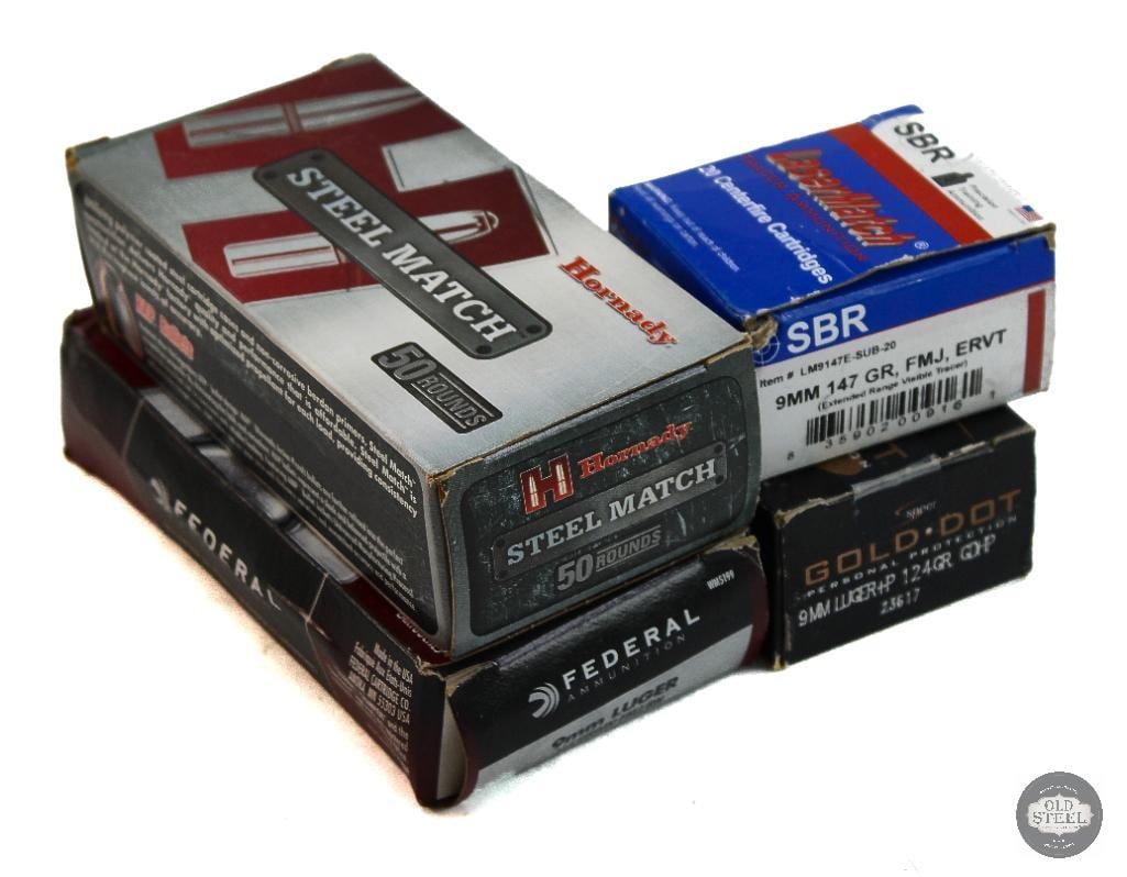 4 Boxes Various 9mm Luger Ammunition - 140rds - 2