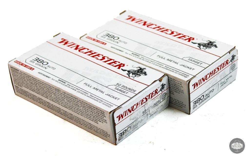2 Boxes Winchester 380 AUTO 95gr FMJ Ammunition - 100rds: 2 Boxes Winchester 380 AUTO 95gr FMJ Ammunition - 100rds THIS ITEM IS AS PICTURED WITH NO FURTHER ATTACHMENTS. ALL SALES ARE FINAL. PLEASE REFER TO TH