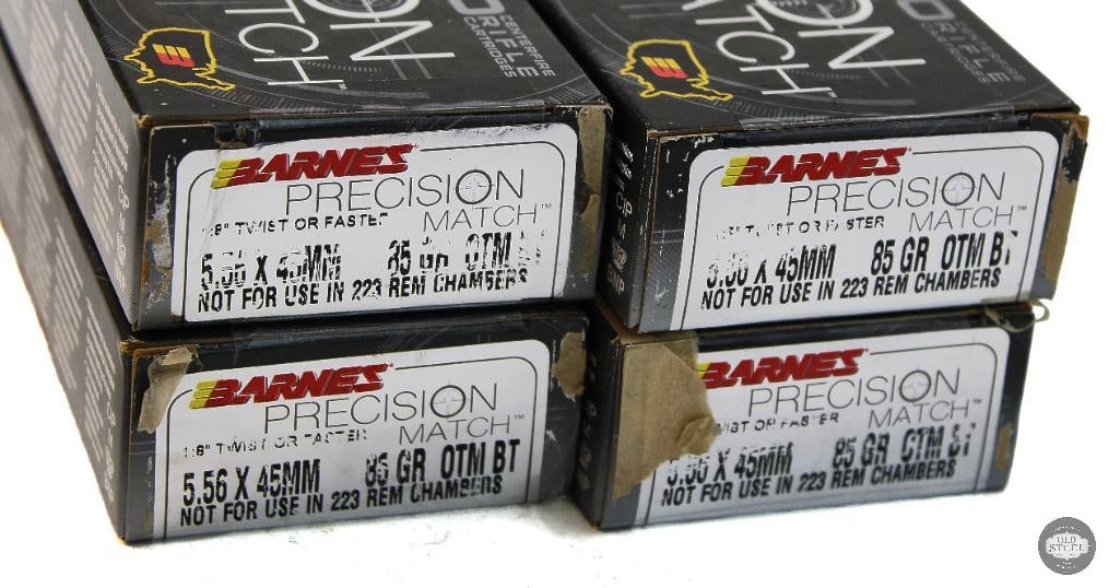 4 Boxes Barnes Precision 5.56x45 85gr OTM Ammunition - 80rds - 2