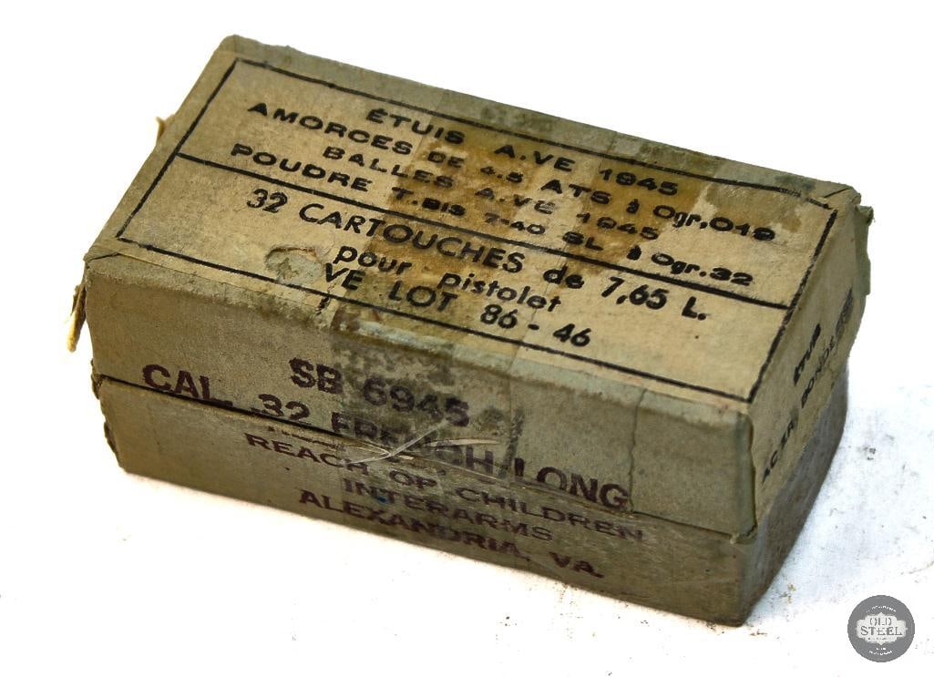 Box of 32 French Long Ammunition - 32rds: Box of 32 French Long Ammunition - 32rds THIS ITEM IS AS PICTURED WITH NO FURTHER ATTACHMENTS. ALL SALES ARE FINAL. PLEASE REFER TO THE AUCTION DESCRI