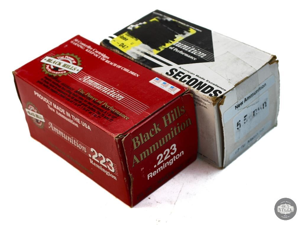 2 Boxes Black Hills 223/5.56 Ammunition - 100rds: 5.56 77gr HP - 50rds 223 REM 69gr HP - 50rds THIS ITEM IS AS PICTURED WITH NO FURTHER ATTACHMENTS. ALL SALES ARE FINAL. PLEASE REFER TO THE AUCTIO