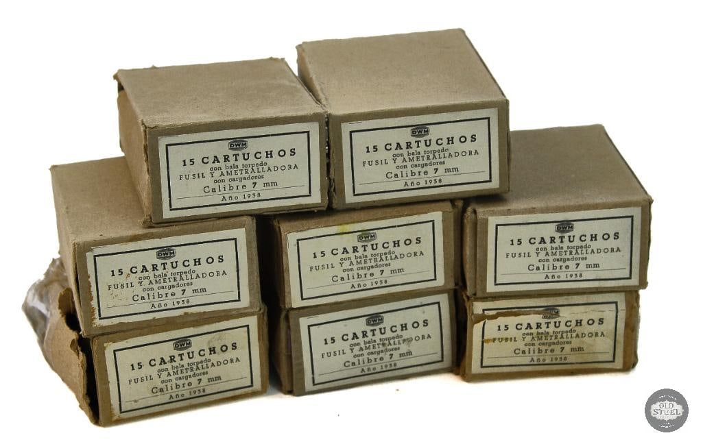 8 Boxes DWM 7mm Mauser Ammunition - 120rds: 8 Boxes DWM 7mm Mauser Ammunition - 120rds THIS ITEM IS AS PICTURED WITH NO FURTHER ATTACHMENTS. ALL SALES ARE FINAL. PLEASE REFER TO THE AUCTION DESC