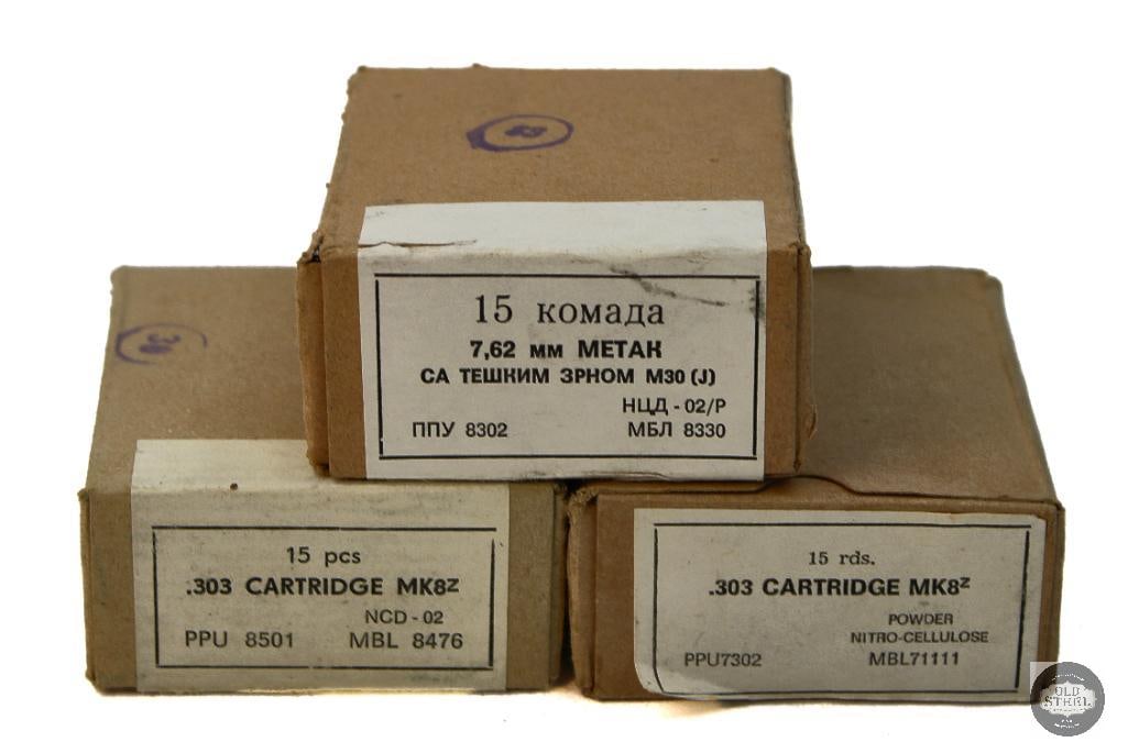2 Boxes PPU 303 Brit Mk8z - 30rds 1 Box 7.62 M30 Metak - 15rds: 2 Boxes PPU 303 Brit Mk8z - 30rds 1 Box 7.62 M30 Metak - 15rds THIS ITEM IS AS PICTURED WITH NO FURTHER ATTACHMENTS. ALL SALES ARE FINAL. PLEASE REFER
