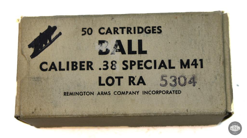 Vintage Remington .38 Special M41 Ammunition Original Box: This is a vintage box of Remington .38 Special M41 ammunition, offered in its original packaging. The M41 designation is historically associated with specialized .38 Special loads used for training an