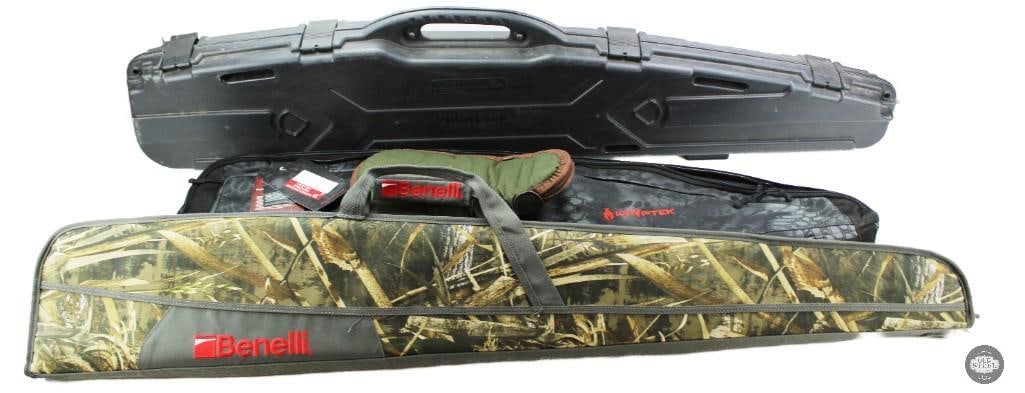 Lot of Various Rifle & Shotgun Cases Mixed Firearm Storage Cases: This lot includes a mixed selection of rifle and shotgun cases designed for secure storage and transport of firearms. The assortment features various styles and sizes suitable for different long