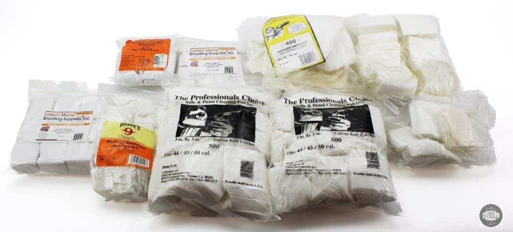 Lot of Gun Cleaning Patches Firearm Maintenance Supplies: This lot includes a mixed selection of gun cleaning patches designed for routine firearm maintenance and bore cleaning. These patches are commonly used with cleaning rods and jags to apply solvents, r