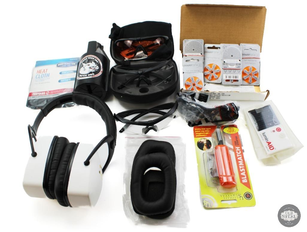 Lot of ESS Eye Protection Glasses, Earmuffs & P13 Hearing Aid Batteries (1 of 1)