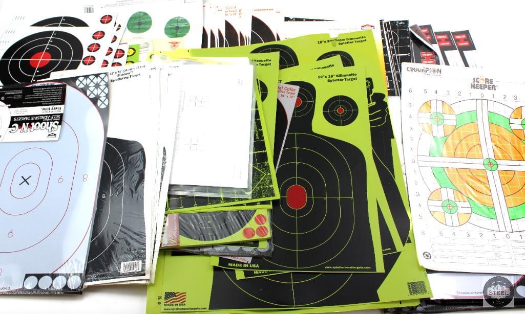 Large Lot of Various Shooting Targets Assorted Practice & Range Targets: This large lot includes a mixed assortment of shooting targets designed for a variety of firearms and training applications. The selection features different styles and formats suitable for pistol,
